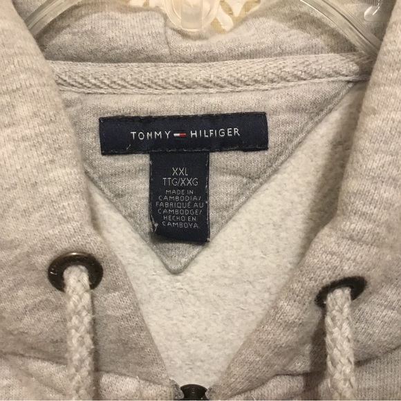 Tommy Hilfiger = Women’s SZ M-L; Full Zip Long Sleeve Gray Drawstring Hoodie - Picture 6 of 11